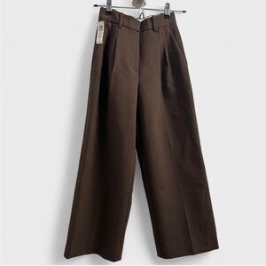 Aritzia (Wilfred) Dark Brown Heather Rich Cocoa Effortless CROP Pants